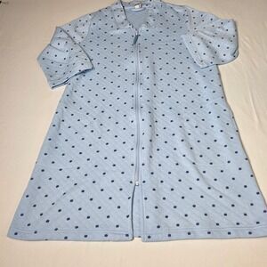 Croft & Barrow Quilted Zip Front Robe Housecoat Women's M Floral Polka Dot Vtg